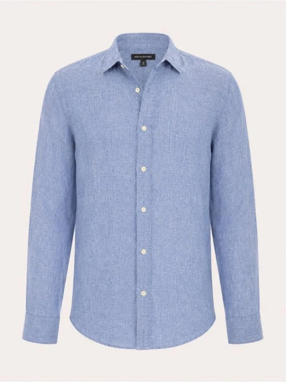 Banana Republic Linen Button Shirt Blue Medium Quiet Luxury Casual Summer